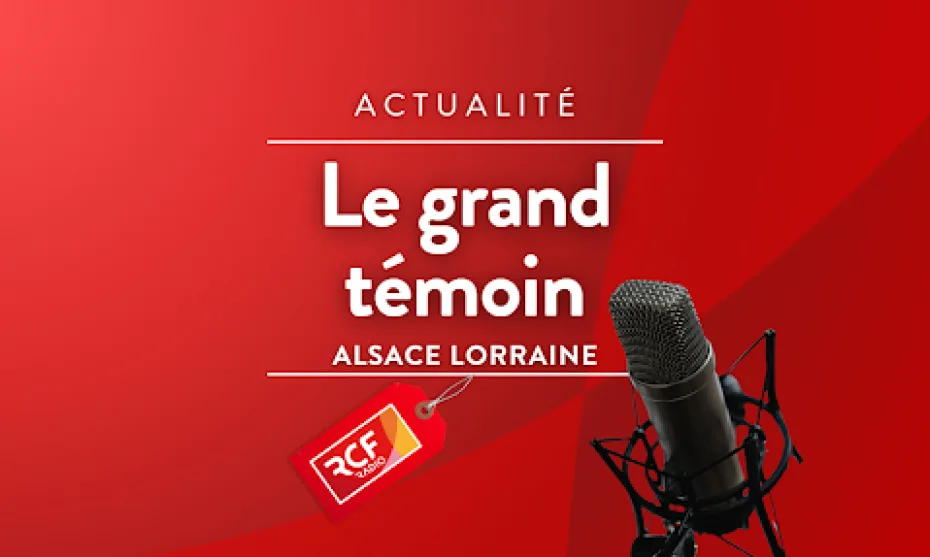 Affiche rouge émission radio Le grand témoin RCF